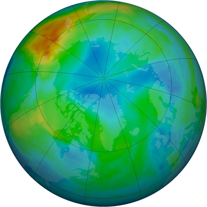 Arctic ozone map for 29 November 1991